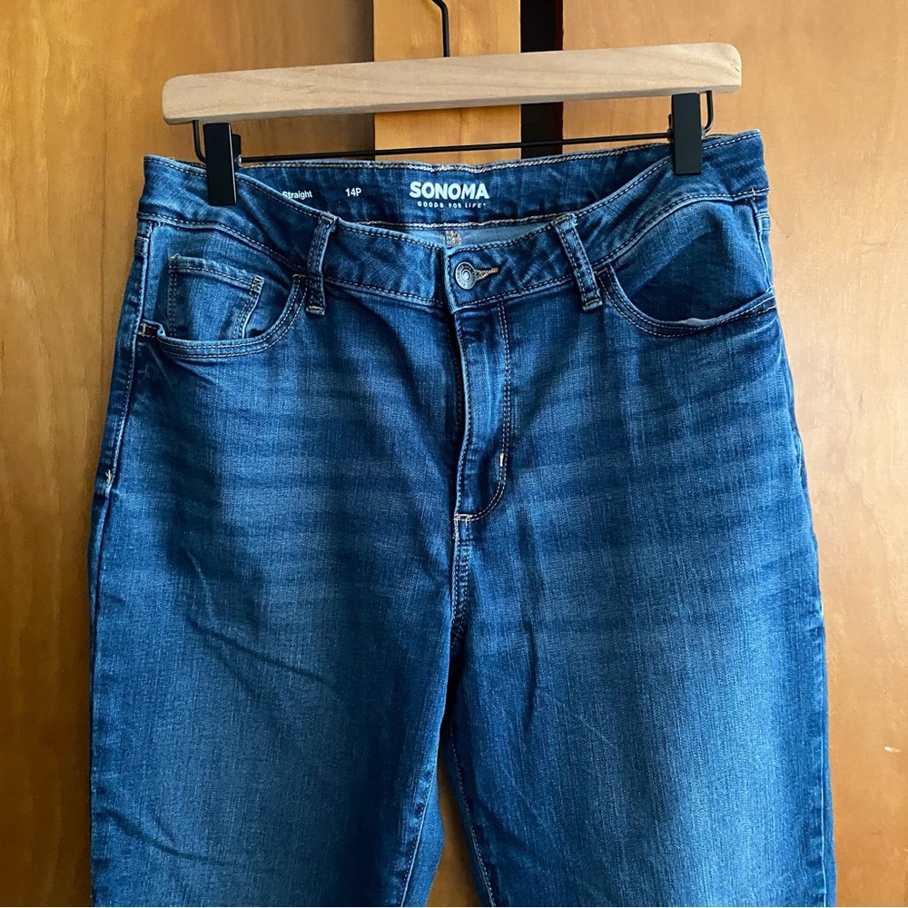 Sonoma Denim Blue Straight Leg Jeans 14 Petite - Picture 4 of 7